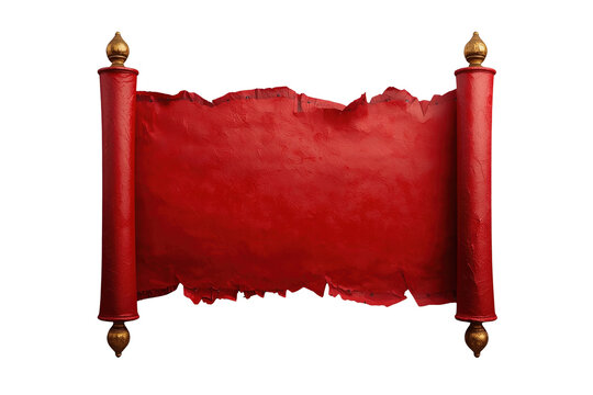 Wide red parchment style scroll with ornate side rods
