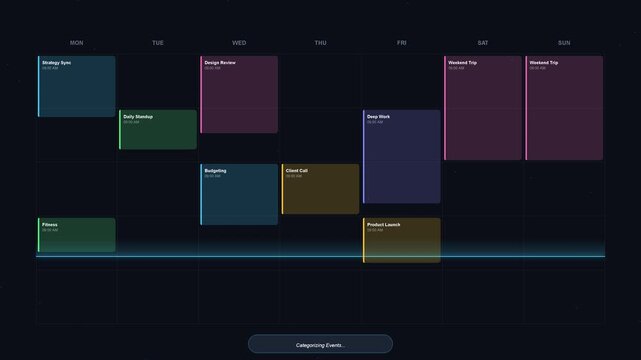 Weekly Digital Planner Interface with Automated Schedule Optimization