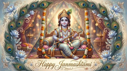 Fototapeta premium Happy Janmashtami wish all India 