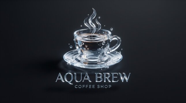 Modern coffee shop logo featuring a clear glass cup