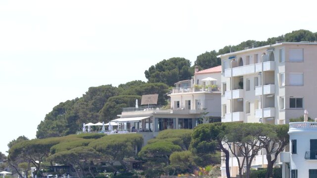 Coastal Resort Buildings and Lush Greenery in Cassis France