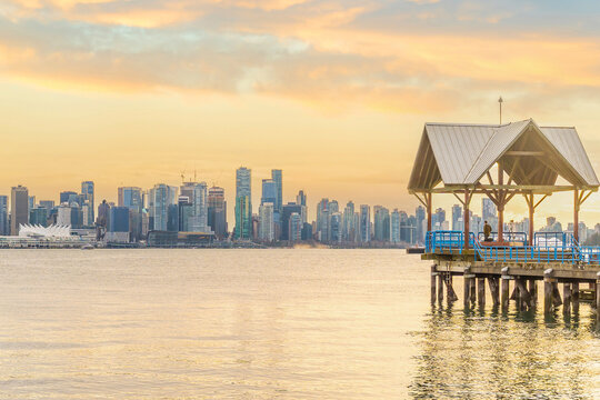 Downtown Vancouver skyline at sunset, British Columbia