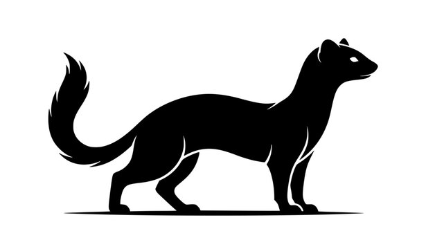 Black ermine sculpture silhouette vector animal statue isolated illustration