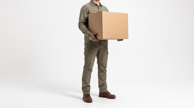 businessman carrying boxes