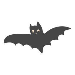 Fototapeta premium Vector halloween bat colorless black and white, outline silhouette of wild animal, bat shadow shape