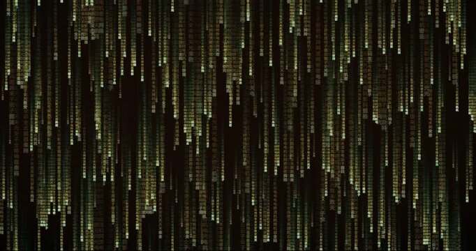 Dense streams of Han ideogram characters cascade in a 4K video animation, evoking a deep mainframe ambiance.
