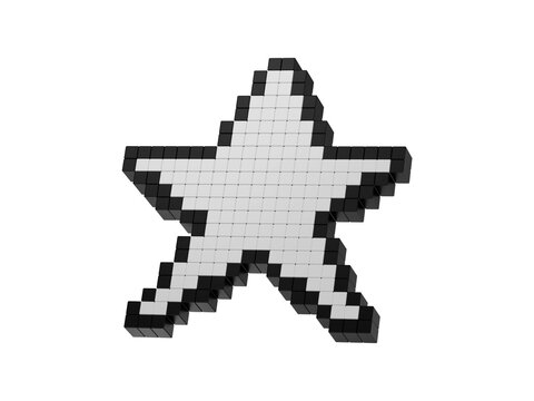 Simple pixel art star icon with gradient shading isolated on transparent background