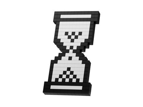 Hourglass icon with sand running between two bulbs isolated on transparent background