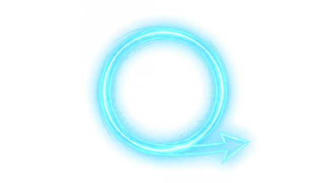 Hand Drawn Circular Ring Light Trail Arrow Swoosh luminous effect cutout with real transparency