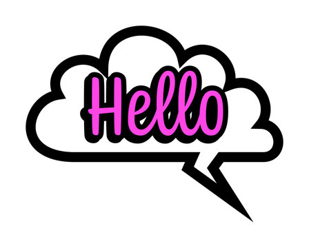 Hello speech bubble cutout on a transparent background