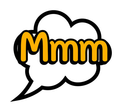 Comic thought bubble with word Mmm isolated on transparent background