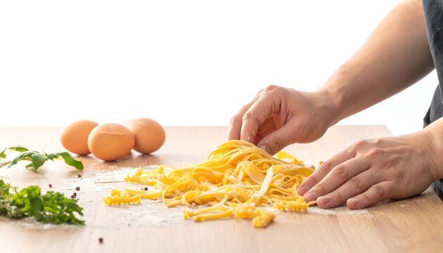 Hand preparing gourmet breakfast meal with eggs.
