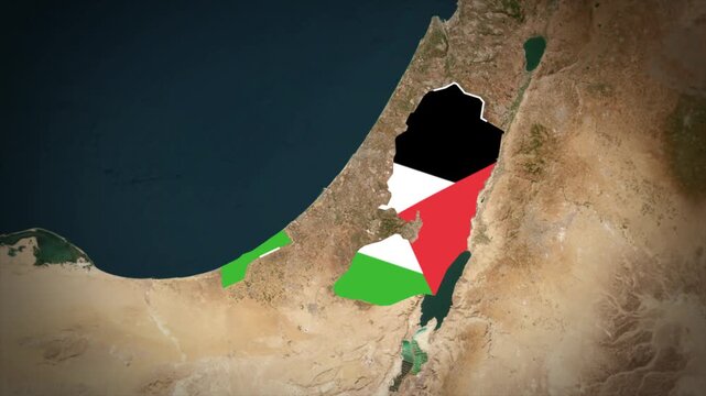Palestine Map Highlight, Palestine Location Map, Palestinian Flag Map Animation, Middle East Geography, West Asia Regional Map, Palestine Territory Map, Palestinian Geographic Location Animation