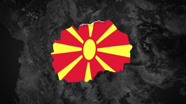 North Macedonia Flag Map Animation, North Macedonia Map With National Flag, Balkan Country Map Highlight