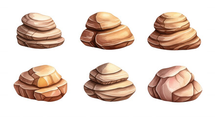 Fototapeta premium illustration of stylized stacked rocks isolated on white used in design backgrounds and graphic elements