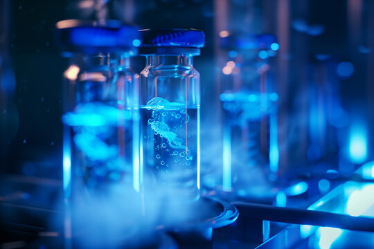 Biobank storage tubes with liquid nitrogen vapor background