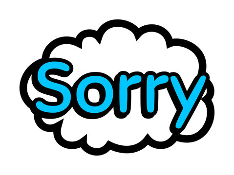 Sorry text in comic speech bubble isolated on transparent background