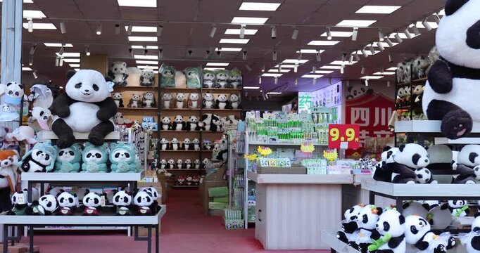 Panda doll shop in Chengdu city, China