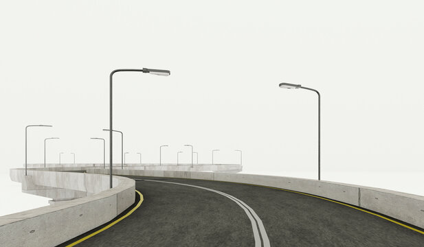perspective view of empty asphalt expressway bridge infrastructure