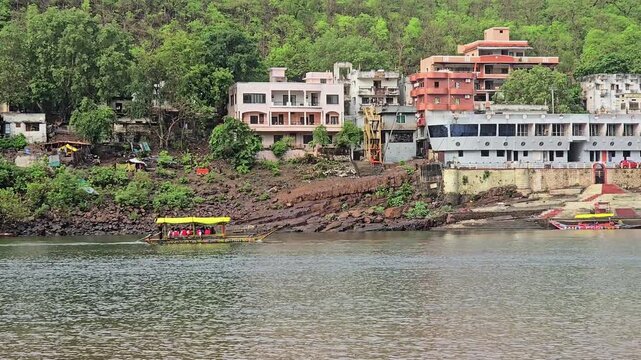 A Shot of Omkareshwar Jyotirlinga and Narmada River, Madhya Pradesh