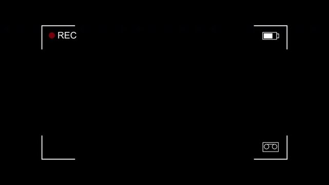 VHS Camera recording overlay viewfinder on transparent background alpha channel 4K