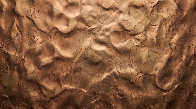 Textured bronze metal surface background with uneven hammered finish