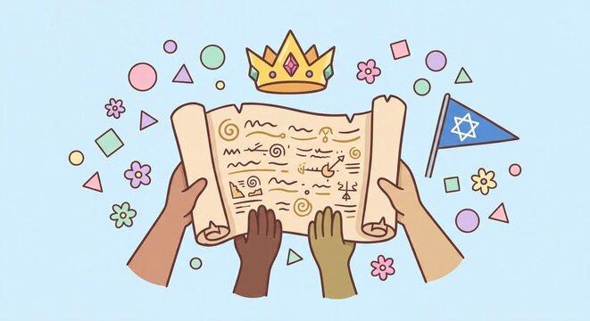 Flat Vector Simchat Torah Celebration Scene