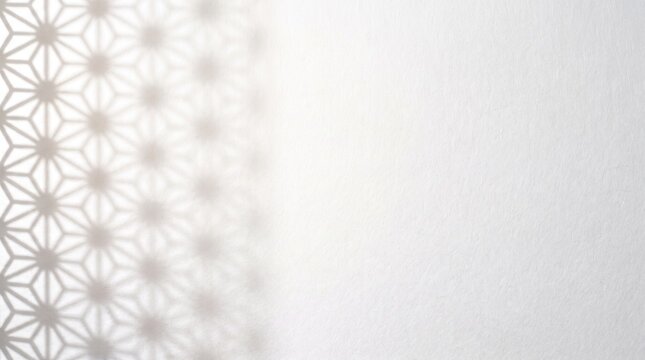 Japanese kumiko shadow on soft white paper with copy space