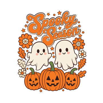 Spooky Season Ghosts Haunted House Halloween Night