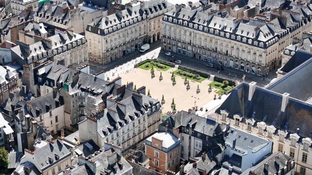 Place du Parlement de Bretagne Rennes France drone aerial view