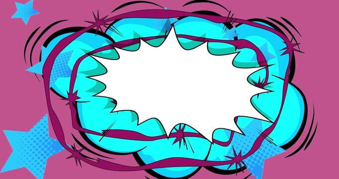 Cartoon background animation, comic book backdrop video. Retro comics pop art design.