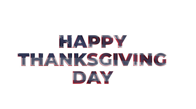 Happy thanksgiving day text with american flag texture isolated on transparent background