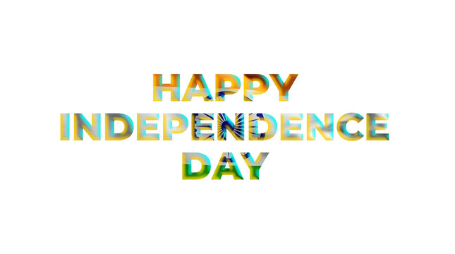 Happy independence day text with indian flag texture isolated on transparent background