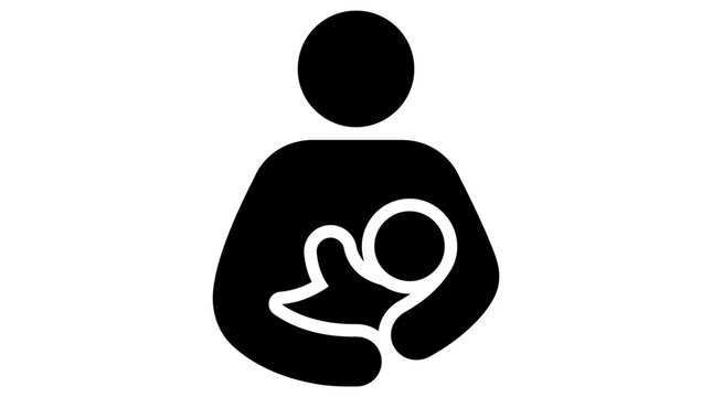 Mother breastfeeding infant icon vector illustration showing parental care symbol in simple black flat graphic design