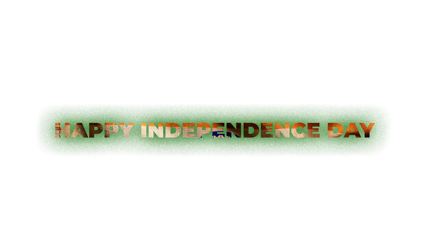 Happy independence day india text with tricolor flag texture isolated on transparent background