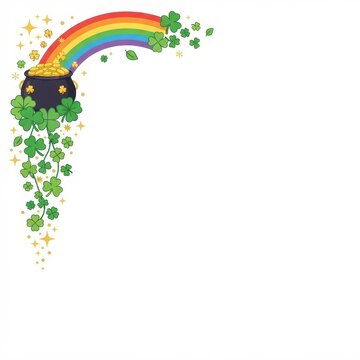 St Patricks Day pot of gold corner border