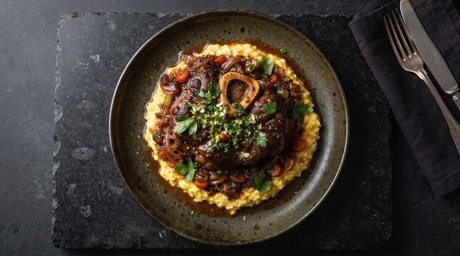 Italian osso buco braised veal editorial still life photography