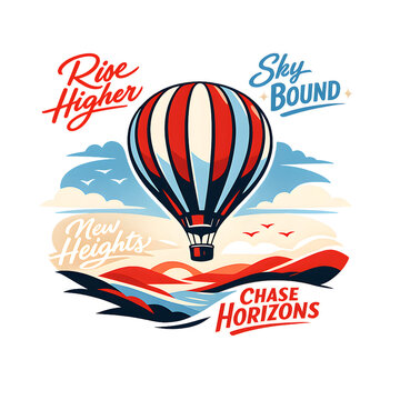 Rise Higher Hot Air Balloon Escape Modern Minimalist T-Shirt Graphic