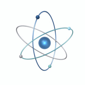 Atomic Model Illustration: A conceptual illustration of an atom, featuring a central nucleus with orbiting electrons on elliptical paths, representing the fundamental building blocks of matter.