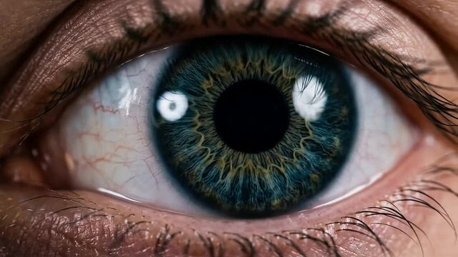 Close-up of Human Eye with Detailed Iris and Pupil