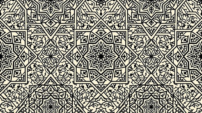 Intricate islamic pattern with stars and floral details