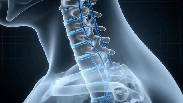 Detailed Medical Illustration of Human Neck and Cervical Spine