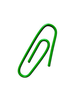 Single bright green paperclip