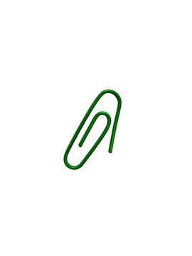 Single green paper clip