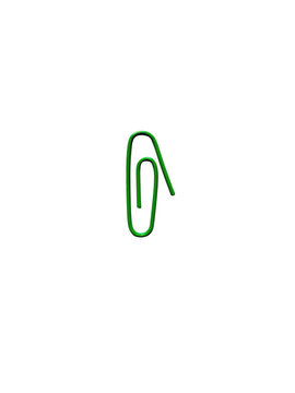 Single green metal paperclip