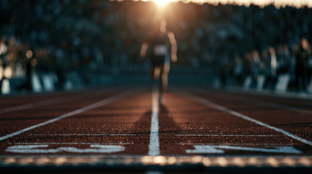 Running track runner silhouette sunset blur stadium athlete sport race lane
