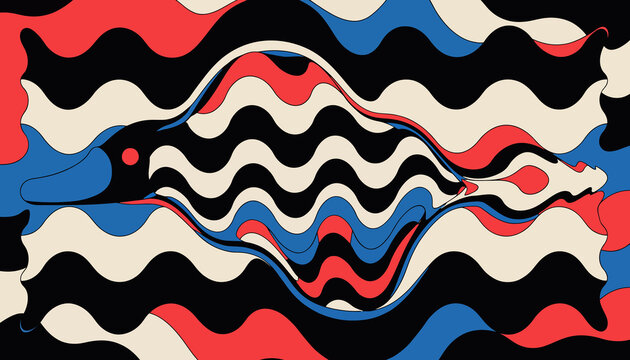Abstract Geometric Dolphin Wave Pattern