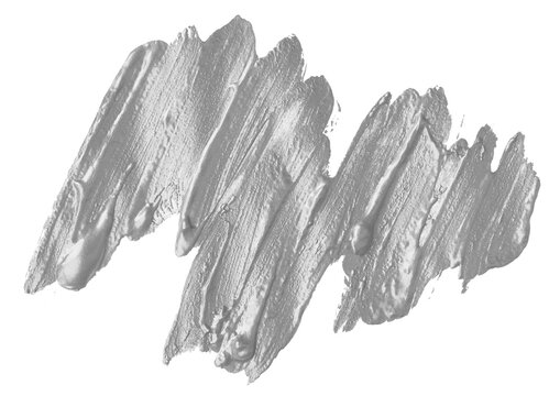 Textured silver paint stroke with metallic sheen and visible brush marks