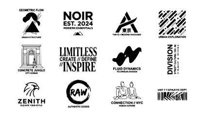 Fototapeta premium Modern t-shirt design vector collection with trendy apparel graphics and streetwear illustrations