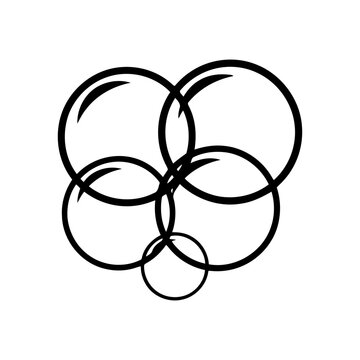Interlocking circles abstract design black and white graphic element
